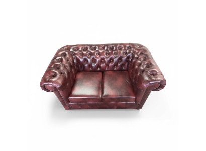 Sofa Chesterfield 2 miejsce do siedzenia Skóra Lounge Kanapy Sofy Brown Modern