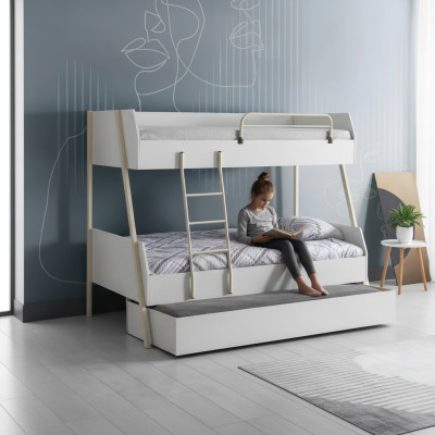 Łóżko młodzieżowe Białe łóżko składane Design Nowoczesne łóżko żłobek Meble