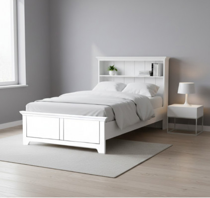 Łóżko drewniane Sypialnia Design Luxury Meble Pokój Młodzieżowy Biały Classic