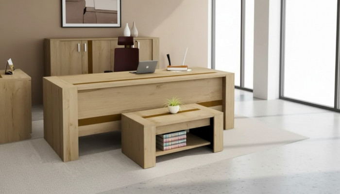 Designerskie Biurko Brązowe Luksusowe Meble Biurowe Gabinet Nowoczesne
