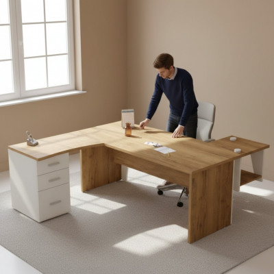 Brązowe Biurko narożne Exclusive Design Biurko Study Meble