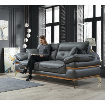 Nowoczesna szara sofa w salonie Ekskluzywna 3-miejscowa sofa do siedzenia