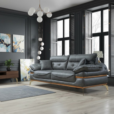 Nowoczesna szara sofa w salonie Ekskluzywna 3-miejscowa sofa do siedzenia