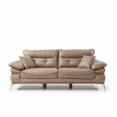 Nowoczesna brązowa sofa w salonie Ekskluzywna 3-miejscowa sofa do siedzenia