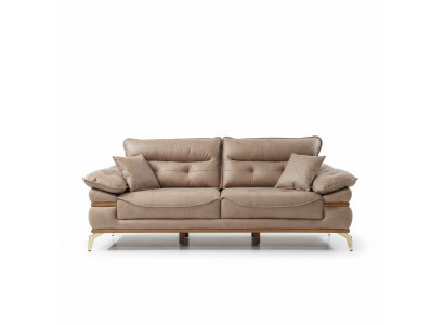 Nowoczesna brązowa sofa w salonie Ekskluzywna 3-miejscowa sofa do siedzenia