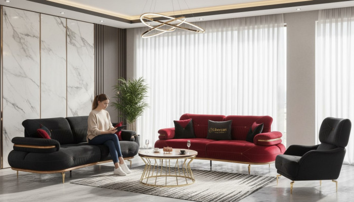 Nowoczesny zestaw mebli do salonu Podkładka Sofa Fotel Modern 3-częściowy