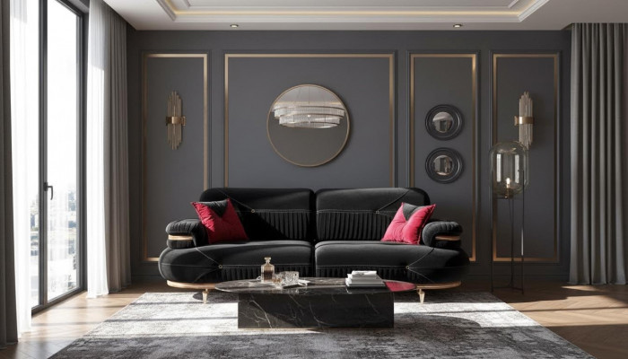 Ekskluzywna 3-miejsce do siedzenia, nowoczesna, tekstylna sofa do salonu