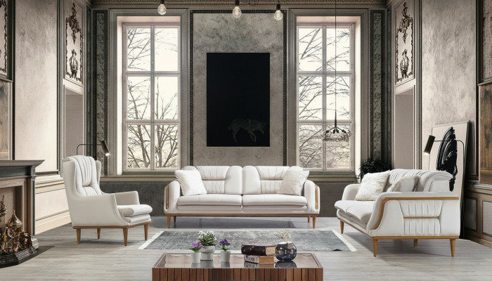 Nowoczesna biała luksusowa sofa w salonie I 1 miejsce siedzące Fotel