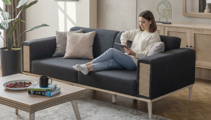 Sofa 3-miejsce siedzące Wysokiej jakości nowoczesna sofa tekstylna do salonu