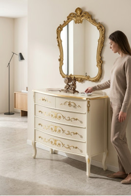 Biały Klasyczny Salon Drewno Kredens Konsola Szuflady Nowy Design