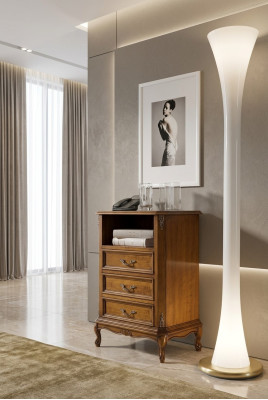 Klasyczne meble drewniane Kredens brązowy salon z 3 szufladami Design Lampa