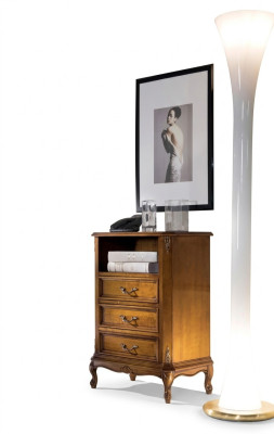 Klasyczne meble drewniane Kredens brązowy salon z 3 szufladami Design Lampa