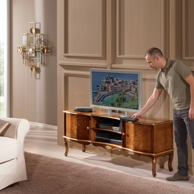 Klasyczne RTV Prawdziwe drewno Stojaki RTV Salon Designerskie Meble Stylowe
