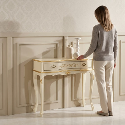 Klasyczny Biały Stół konsolowy Side Meble Drewniane Sypialnia Design