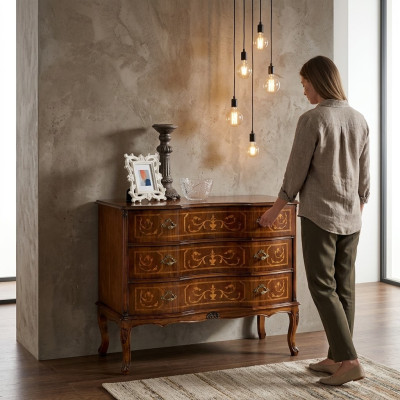 Klasyczne Kredens 3x Szuflady Prawdziwe drewno Design Meble do Salonu