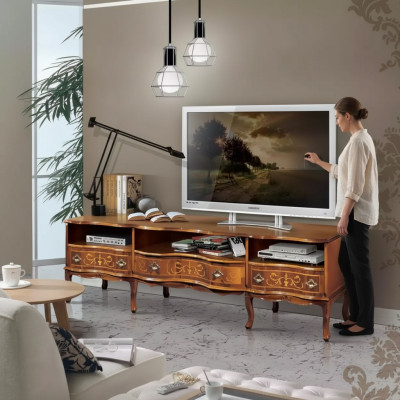 TV Półka Kredens klasyczny drewniany projekt mebli stojak rtv Meble Komody
