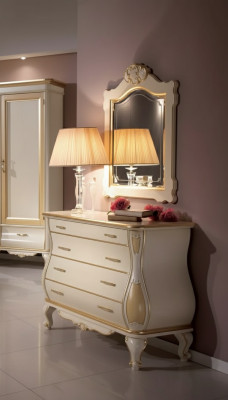 Kredens Luxury Lustro Classic Biały Sypialnia Meble Szafki Komody