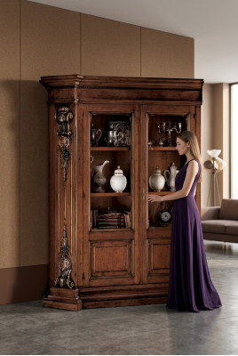 Solidne drewno Brown Półka na książki Meble do Salonu Brown Luxury Szafa