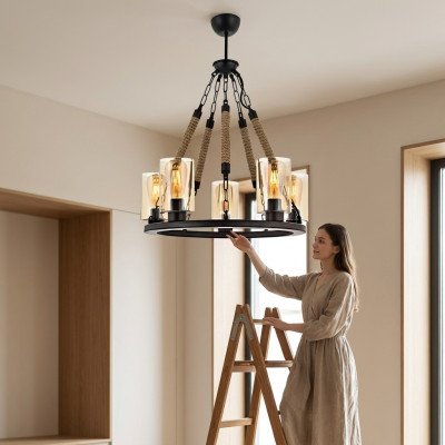 Żyrandol sufitowy żyrandol żyrandol Lampa sufitowa Lampy Szkło Czarny