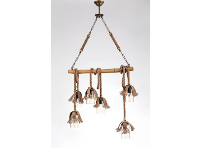 Lampa żyrandol sufitowy żyrandol żyrandol Lampa sufitowa bambusowe szkło brązowe