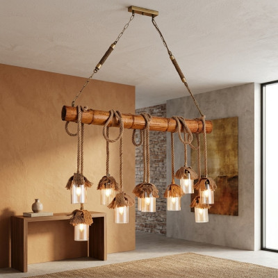 Nowoczesny żyrandol sufitowy z drewna ozdobny żyrandol wiszący Lampa sufitowa żyrandol bambusowy