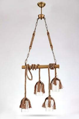Lampa Bambusowy Żyrandol Sufitowy Żyrandol żyrandol Lampa sufitowa Szkło Brązowe