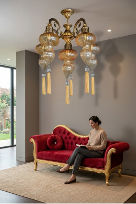 Żyrandol Lampa Sufitowa żyrandol Lampa sufitowa Lampy Szkło Żółte Nowoczesne