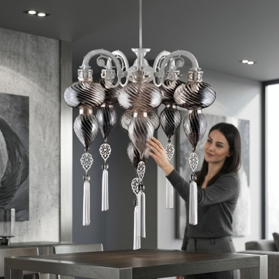 Żyrandol sufitowy żyrandol żyrandol Lampa sufitowa Lampy Szkło Srebrne Nowe