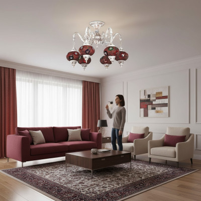 Żyrandol sufitowy Lustre Art żyrandol Lampa sufitowa Lampy Szkło Biały