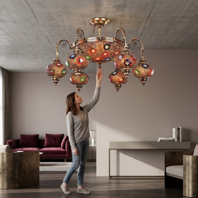 Żyrandol sufitowy żyrandol żyrandol Lampa sufitowa Lampy Szkło Złota Lampa