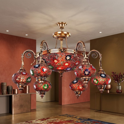 Żyrandol sufitowy żyrandol żyrandol Lampa sufitowa Lampy Szkło Złota Lampa