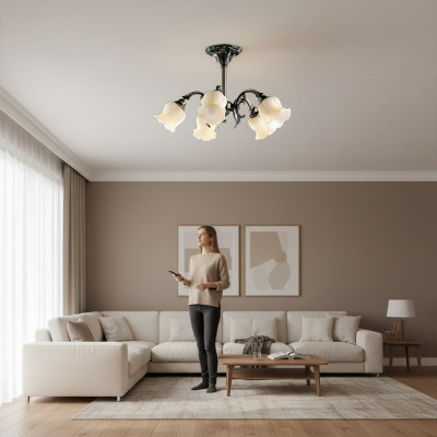 Żyrandol sufitowy żyrandol żyrandol Lampa sufitowa Lampy Szkło Grai Beige