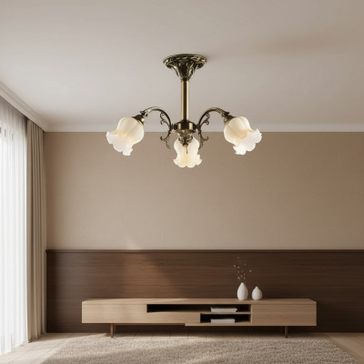 Żyrandol sufitowy kwiaty żyrandol żyrandol Lampa sufitowa Lampa Szkło Szare