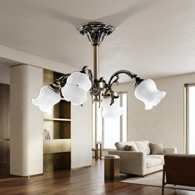 Żyrandol Sufitowy Jasne Kwiaty żyrandol Lampa sufitowa Lampa Szkło Szare