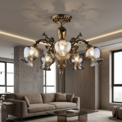 Lampa sufitowa żyrandol sufitowy kwiaty żyrandol żyrandol Lampa Szkło brązowe