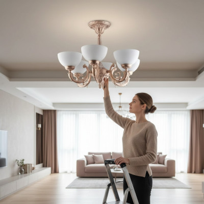 lampa narożna żyrandol lampa sufitowa żyrandol Lampa Szkło Beige Art
