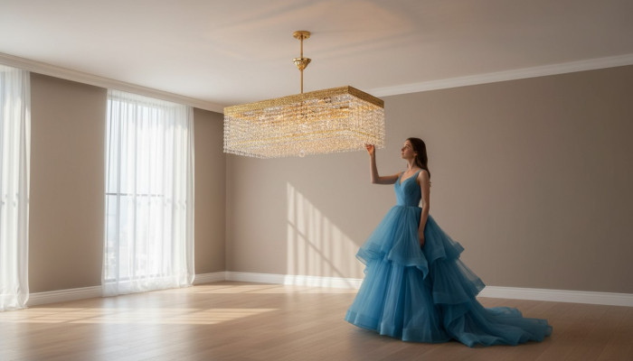 Luksusowy żyrandol sufitowy żyrandol Lampa sufitowa Złoty kryształ Lampa