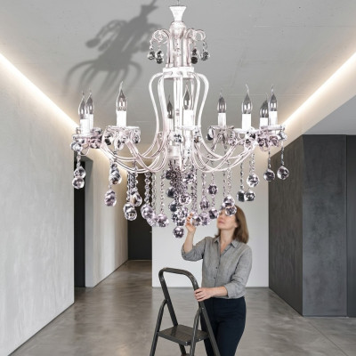 Luksusowy żyrandol sufitowy żyrandol Lampa sufitowa kryształowa srebrna