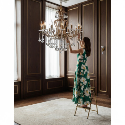 Luksusowy żyrandol sufitowy żyrandol Lampa sufitowa kryształowa złota 88x100