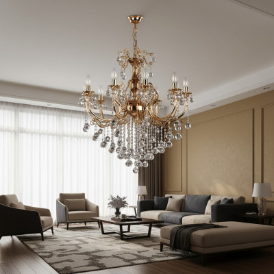 Luksusowy żyrandol sufitowy Lampa żyrandol Lampa sufitowa kryształowa złota