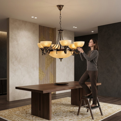 Żyrandol Lampa Sufitowa Nowoczesna żyrandol Lampa sufitowa Beżowa Lampa ze szkła