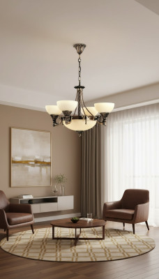 Żyrandol Lampa Sufitowa Nowoczesna żyrandol Lampa sufitowa Beżowa Lampa ze szkła