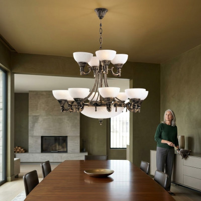 Lampa sufitowa żyrandol sufitowy żyrandol szkło biały Lampy w stylu Antyk