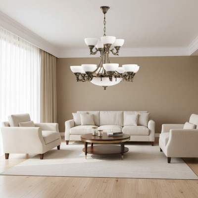 Lampa sufitowa żyrandol sufitowy żyrandol szkło biały Lampy w stylu Antyk