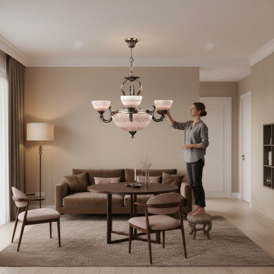 Lampa sufitowa żyrandol lampa sufitowa Lampa żyrandol Szkło brązowe złoto
