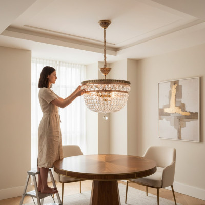 Żyrandol sufitowy luksusowy żyrandol Lampa sufitowa żyrandol Złoty kryształ Art