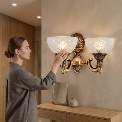 Kinkiety Kinkiety Art Kinkiet Żyrandol Ściana Lampy Złoto Szkło