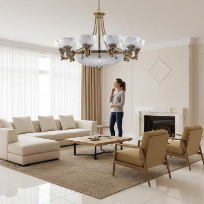 żyrandol Żyrandol Lampa sufitowa Żyrandol Sufitowy Lampa Szkło Złoto Szare
