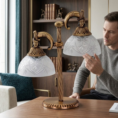 Lampa stołowa Lampa stołowa Lampa Leuchten Złota Lampy Szkło Złoto Szara Art. nr