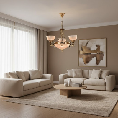 Lampa sufitowa żyrandol lampa sufitowa Lampa żyrandol Szkło Złoty Beż
